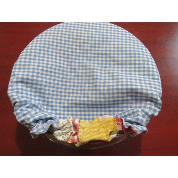 Kitchenaid Bowl Cover, Reversible Boho Patchwork and Blue Gingham Mixer Cover - Picture 3 of 4